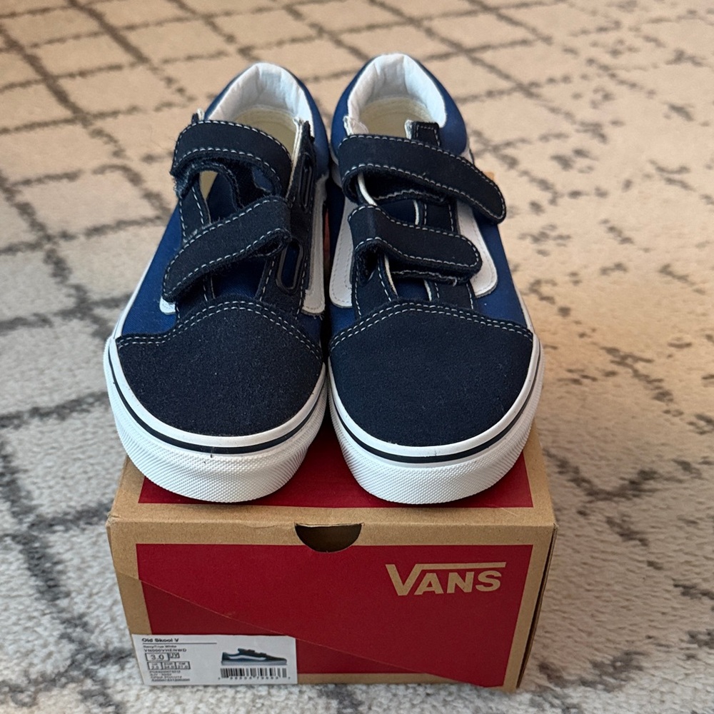 Vans Kids Navy and White Sneakers